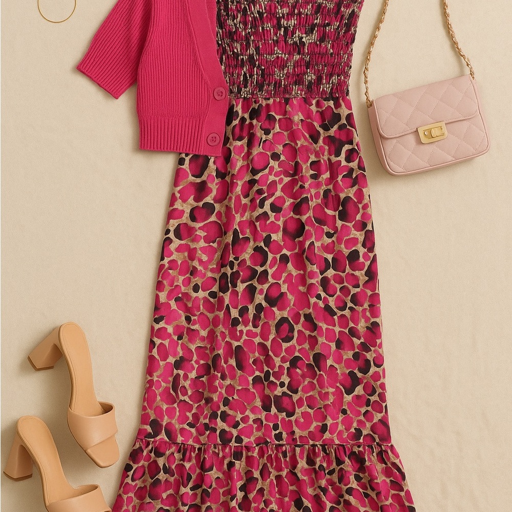Hot Pink Leopard Print Dress size small